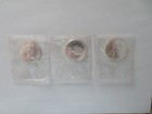 3 Coins 1962 Uncirculated Canadian Canada Silver Dollar Coin Cellophane Sealed 1