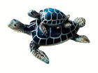Blue Sea Turtle Mama With Baby Figurine 3 5  W Nautical Home Decor Gift  2
