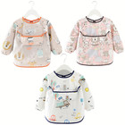 3-pack Waterproof Long Sleeve Baby Bibs     Safari Print For Toddlers 6   24 M
