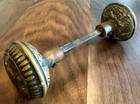 Antique Eastlake Victorian Brass Bronze Door Knob Set Original Spindle