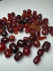 138 Grams Antique Faturan Cherry Amber Bakelite Beads Marbled 