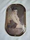 Antique Beautifully Framed Young Boy  Curved Glass wall Hung   Easel 16 x10 