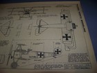 Vintage  fokker Dr i Triplane  4-views cross Sections  rare   806q 