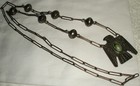 Antique Navajo Thunderbird Turquoise Sterling Silver Bead   Chain Necklace Vafo