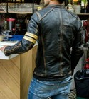 Men   s Motorcycle Biker Vintage Cafe Racer Distressed Black Real Leather Jacket