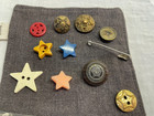 10 Vtg Star Buttons Shapes Plastic Metal Bakelite Verbal Oklahoma Pair S-m