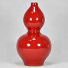 A Pair Chinese Red Glaze Porcelain Handmade Exquisite Vase 6287