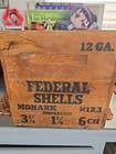 Vintage Federal Small Arms Ammunition Wooden Box Crate 12 Ga Minneapolis Minn 