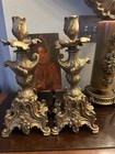 Vintage French Napoleon Iii Ormolu Gilt Bronze Five Branch Candelabros
