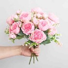 Artificial Peony Rose Silk Flower Fake Pink Wedding Bouquet Diy Home Party Decor