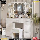 Vanity Desk With 10 Led Lighted Mirror Makeup Vanity Table With 7 Drawers  Stool