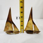 Vintage Enesco Mid-century Modern Brass Sailboat Sculptures Paper Weights 1960s