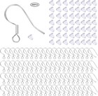 100 Pcs   50 Pairs 925 Sterling Silver Earring Hooks Hook Ear Wires With 100 Pcs