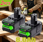 4pack 8 0ah 18v Battery For Ryobi 18v Battery Replacement P108 P102 P104 P105 Us