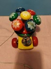 Vintage Kouvalias Wooden Pull Toy Rotating Greek 1970s Bell Colorful Mcm Flower