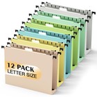 12 Pack Plastic Hanging File Folders Letter Size Pastel Color Filing Cabinet Box