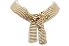 Women Fancy Gold Mesh Metal Fashion Jewelry Choker Short Necklace Bow Neck Tie