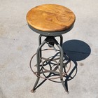 Vintage Toledo Industrial Steel Drafting Table Stool Adjustable Chair Antique
