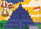 Indonesia Travel Poster Print Vintage Pictorial Map Borobudur Wall Art Gift