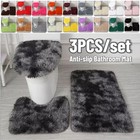 3x Bathroom Set Rug Contour Mat Toilet Lid Cover Solid Plush Warm Soft Bathmats