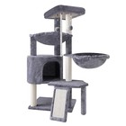 3 Tier Cat Tree Tower With Condo Two Hammocks Scratching Post Gray Pet Furniture