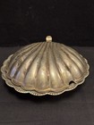 Vintage Silver Plated Hinged Clam Shell Dish With Removable Dish - 5    Diameter