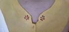 Vintage 50s Yellow Blouse Sleeveless Cotton Rhinestones Plastic Flowers B34 Sevn