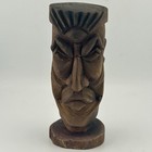 Hand Carved Wood Tiki Head Bust 1960s   70s Polynesian Style 5      Folk Art Vtg