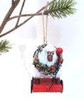 Vintage Wood Carved Sheep Lamb Ornament   Folk Art Christmas Tree Decor