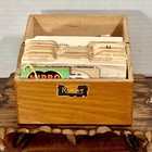 Vintage Wooden Recipe Box W Handwritten   Cut Out Recipes And Coupons 1959 On