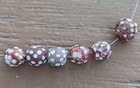 Antique Venetian Red Glass Eye Skunk Beads White Hearts African Trade Beads 