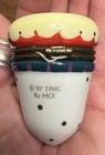 Vintage Hinged Porcelain Acorn Trinket Box With Painted Squirrel Tiny Flaws