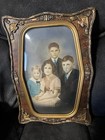 Antique Picture Frame With Family Curved Glass 17 5    X 12 5    Unusual Frame