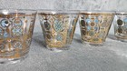 Vintage Culver Low Ball Glasses Green And Gold Antigua Print Set Of 8