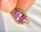 Pink Sapphire   Diamond Halo  East West  engagement   Statement Ring 