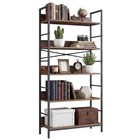 5 Tier Tall Bookshelf Standing Bookcase Wood Shelves Storage Display Shelf Home