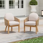 Modern Minimalist Acacia Wood Dining Chairs Single Sofa With Cushion  Set Of 2