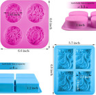 2 Pack Silicone Soap Molds  4 Cavities Rectangle Wave And Round Flower Silicone