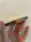 Vintage Hindu Lord Vishnu Inverse Painted Glass Amulet With Copper Metal Edge