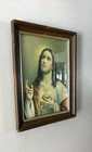 Vintage Sacred Heart Of Jesus Catholic Religious Wood Framed Art Print 10 wx12 t