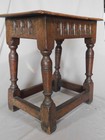 17th Century Oak Joined Stool Carved Lunette Frieze English Or New England C1700