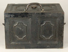  Antique 18th 19th C  Heavy Steel Safe Strongbox W  Lock  Black Paint