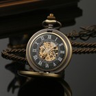 Vintage Steampunk Double Hunter Automatic Mechanical Skeleton Pocket Watch