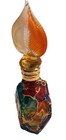 Vtg Venetian Stained Art Glass Perfume Bottle Murano Glass Feather Top Stopper