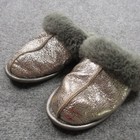 Ugg Slipper Womens 7 Scuffette Ii Metallic Sparkle Fur Lined Slip On Shoe Silver