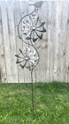 Heavy Duty Double Spinner W bird Metal Welded Yard Stake Wind Spinner Garden Art