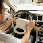 Car Steering Wheel Cover  Soft Leather Breathable Non-slip Dark Green