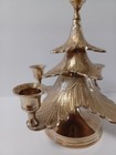 Vintage Decor Solid Brass Christmas Tree Five Candle Holder Made In India 