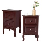 Fch 2 Drawers Nightstand Storage Wood End Table Bedside Organizer Modern Bedroom