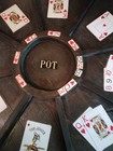Vintage Mcm Wooden Portable Poker Table Top Eight Sides With Pot In The Middle